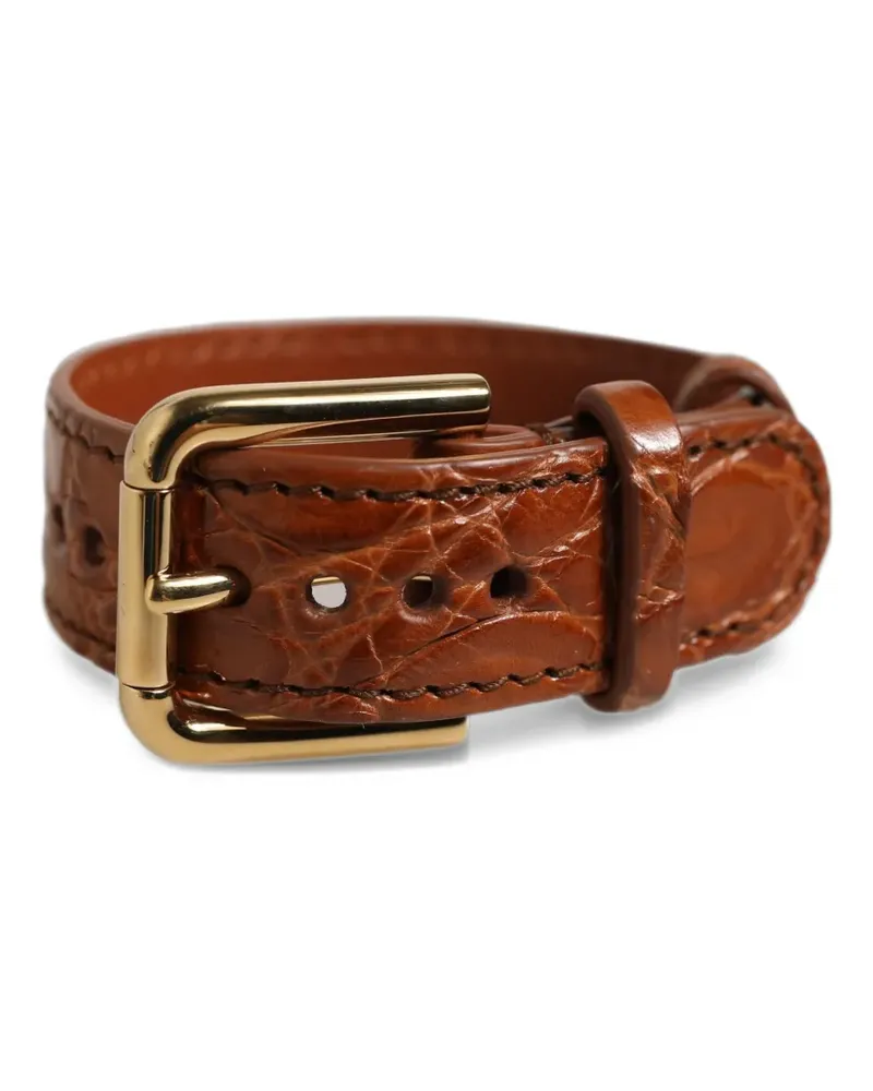 Dolce & Gabbana crocodile-effect buckled bracelet - Braun Braun