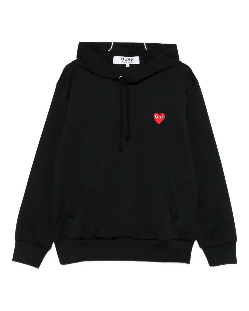 Comme des Garçons Hoodie mit aufgestickten Herzen - Schwarz Schwarz