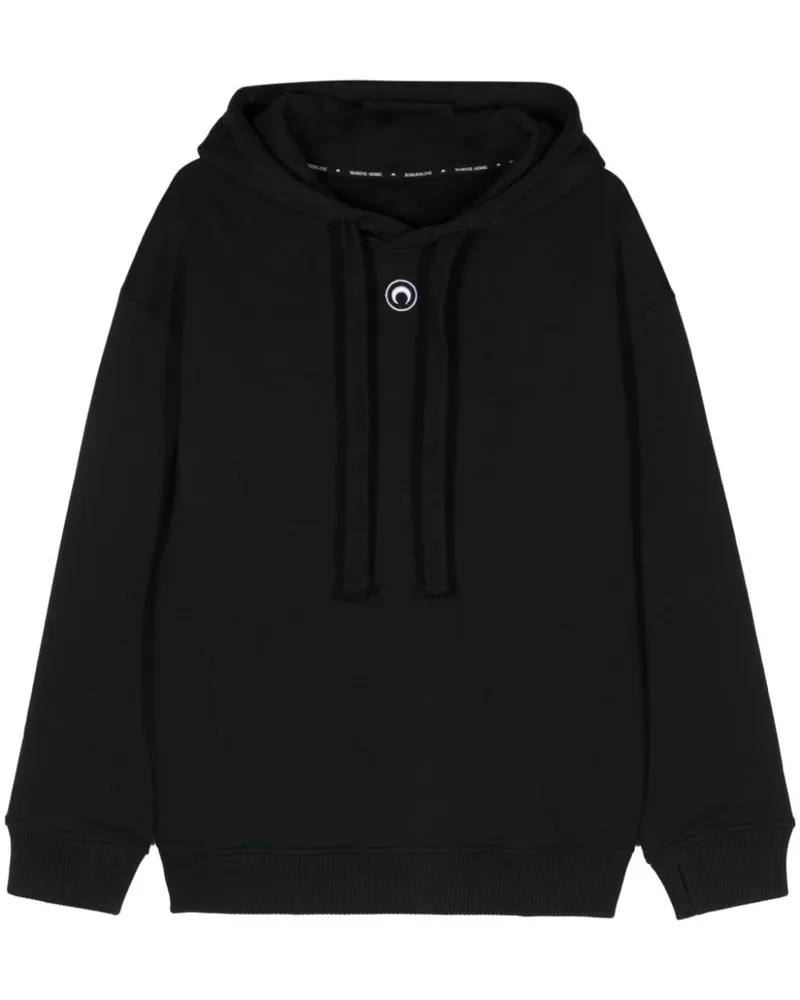 Marine Serre Hoodie mit Crescent Moon-Stickerei - Schwarz Schwarz