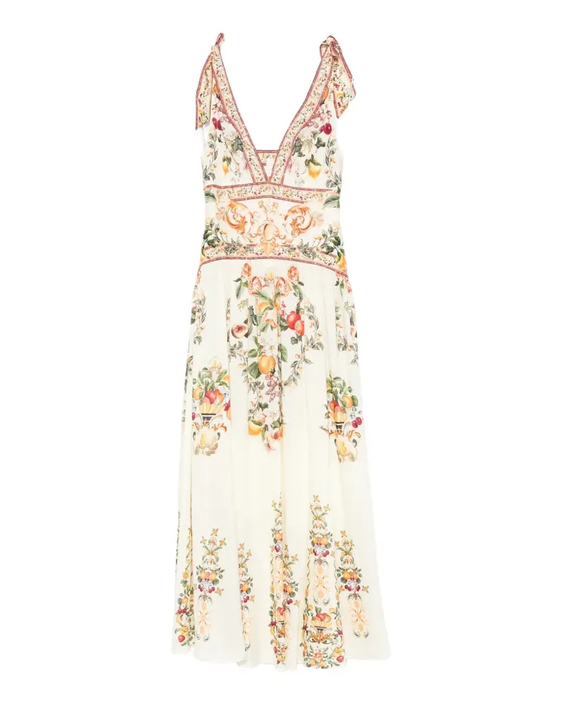 Camilla fruit-print tie-strap maxi dress - Nude Nude