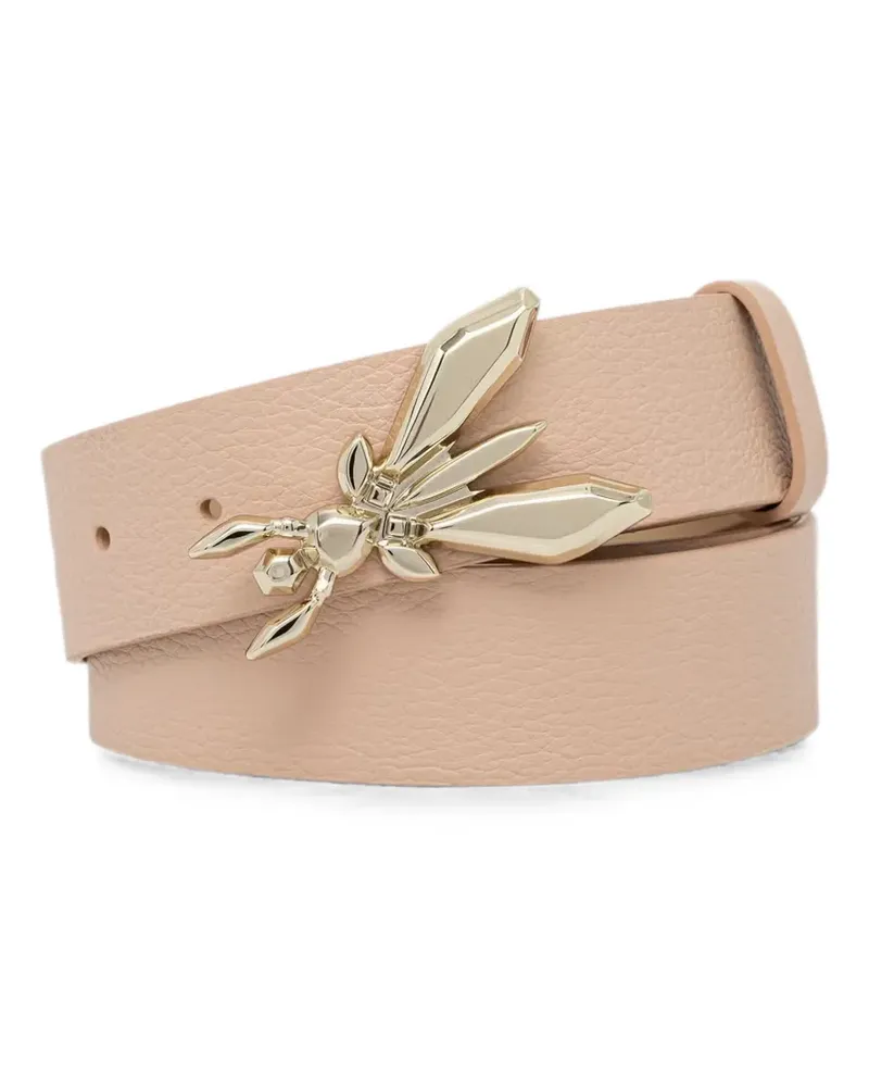 Patrizia Pepe Fly-buckle pebbled-calf leather belt - Nude Nude