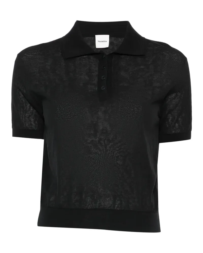 Nanushka Fein gestricktes Ceneca Poloshirt - Schwarz Schwarz
