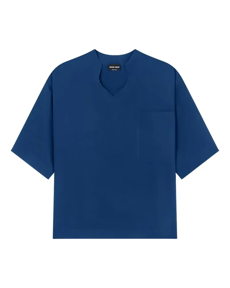 Giorgio Armani Bluse mit Brusttasche - Blau Blau