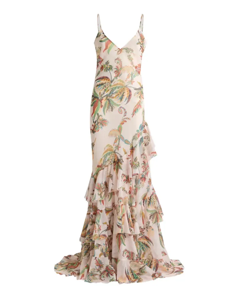 Etro ruffled paisley-print maxi dress - Rosa Rosa
