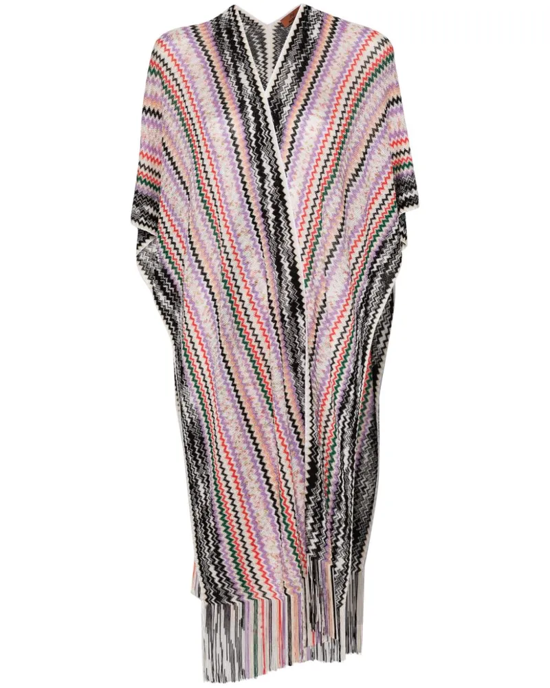 Missoni Zickzack-Cape mit Lochstrickmuster - Rot Rot