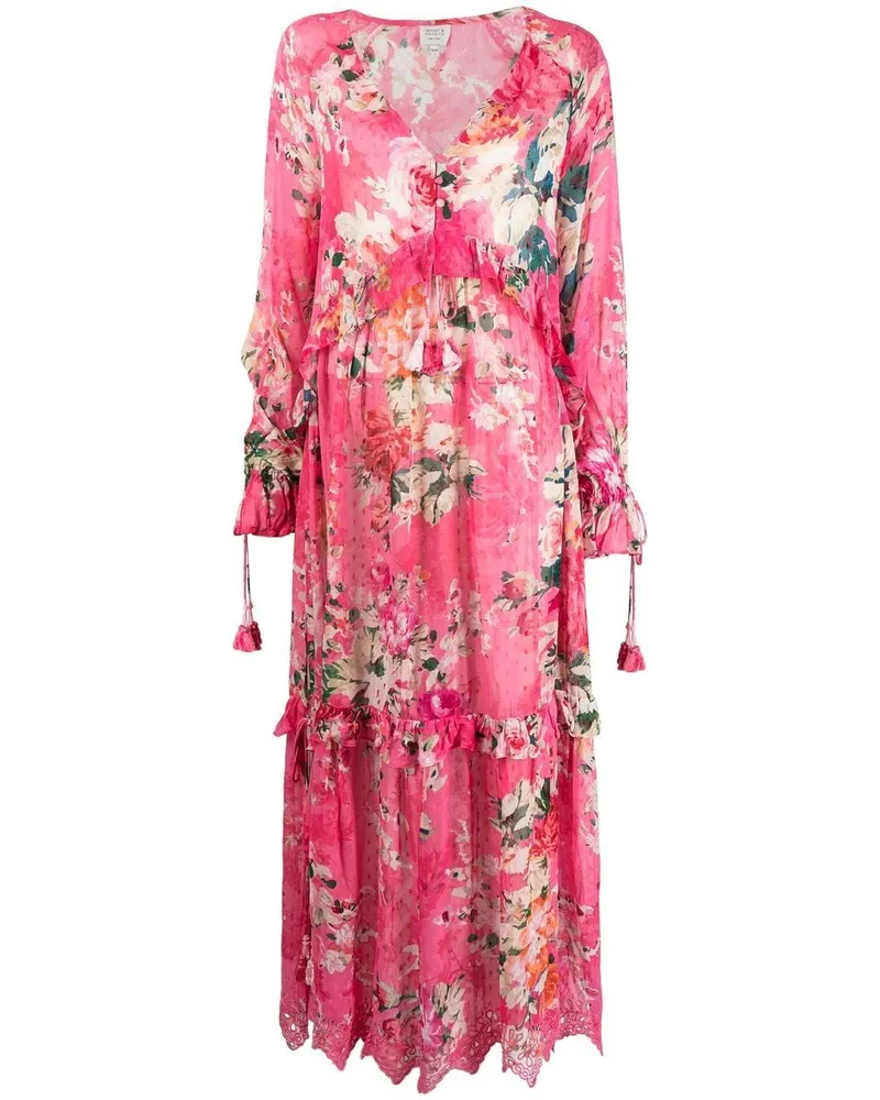 Hemant & Nandita Tula Stufenkleid mit Blumen-Print - Rosa Rosa