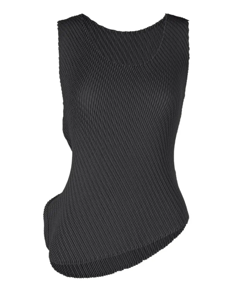 Issey Miyake pleated asymmetric top - Schwarz Schwarz
