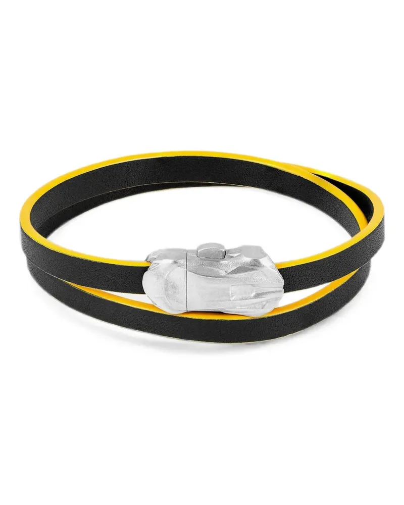 Tateossian double-wrap leather bracelet - Schwarz Schwarz