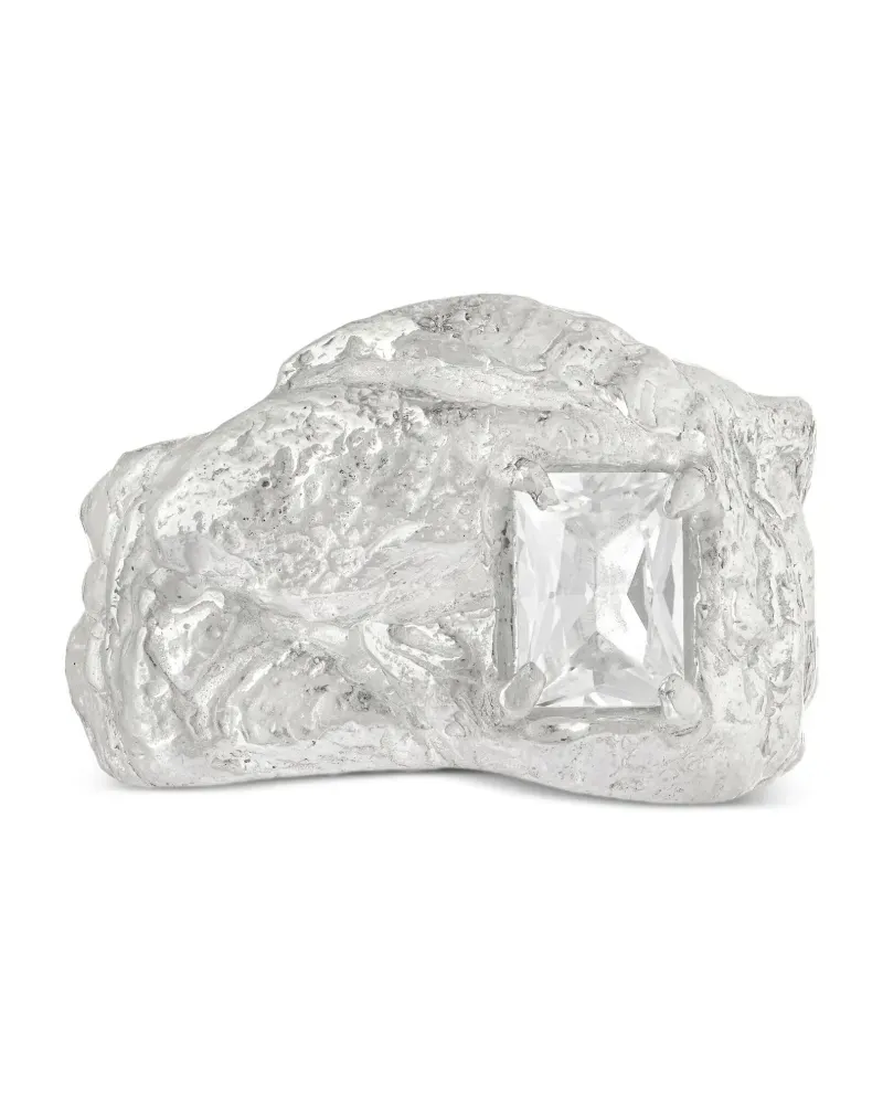 Loveness Lee Strukturierter Kai Ring mit weißem Saphir - Silber Silber
