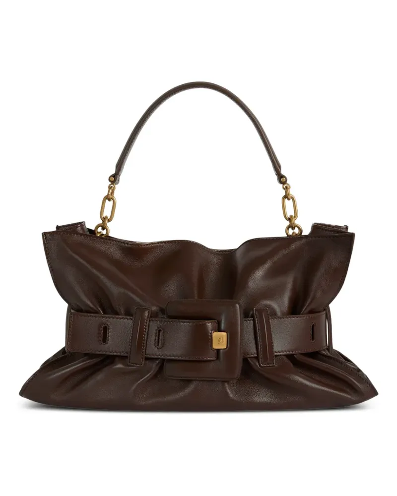 Balmain Mittelgroße Anthem Tasche aus glattem Leder - Braun Braun