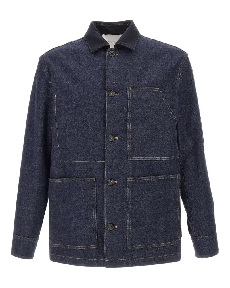 Paolo Pecora Milano Jeansjacke mit Kontrastkragen - Blau Blau
