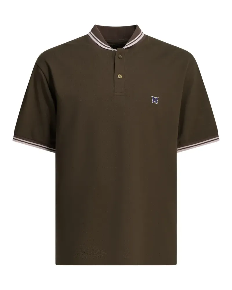 NEEDLES Gestreiftes Poloshirt mit Logo-Stickerei - Braun Braun