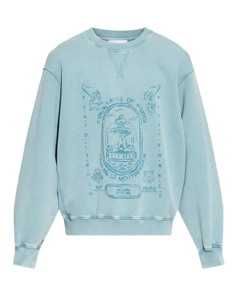 Kitsuné graphic crew-neck sweatshirt - Blau Blau