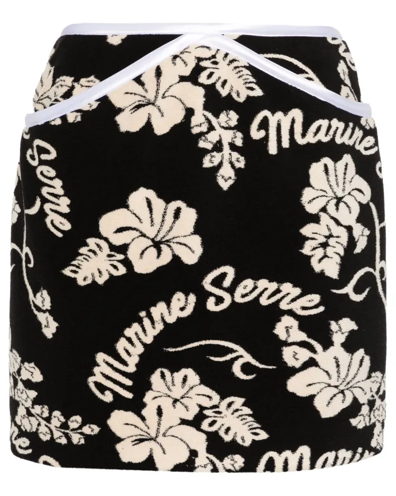 Marine Serre Minirock mit Jacquardmuster - Schwarz Schwarz