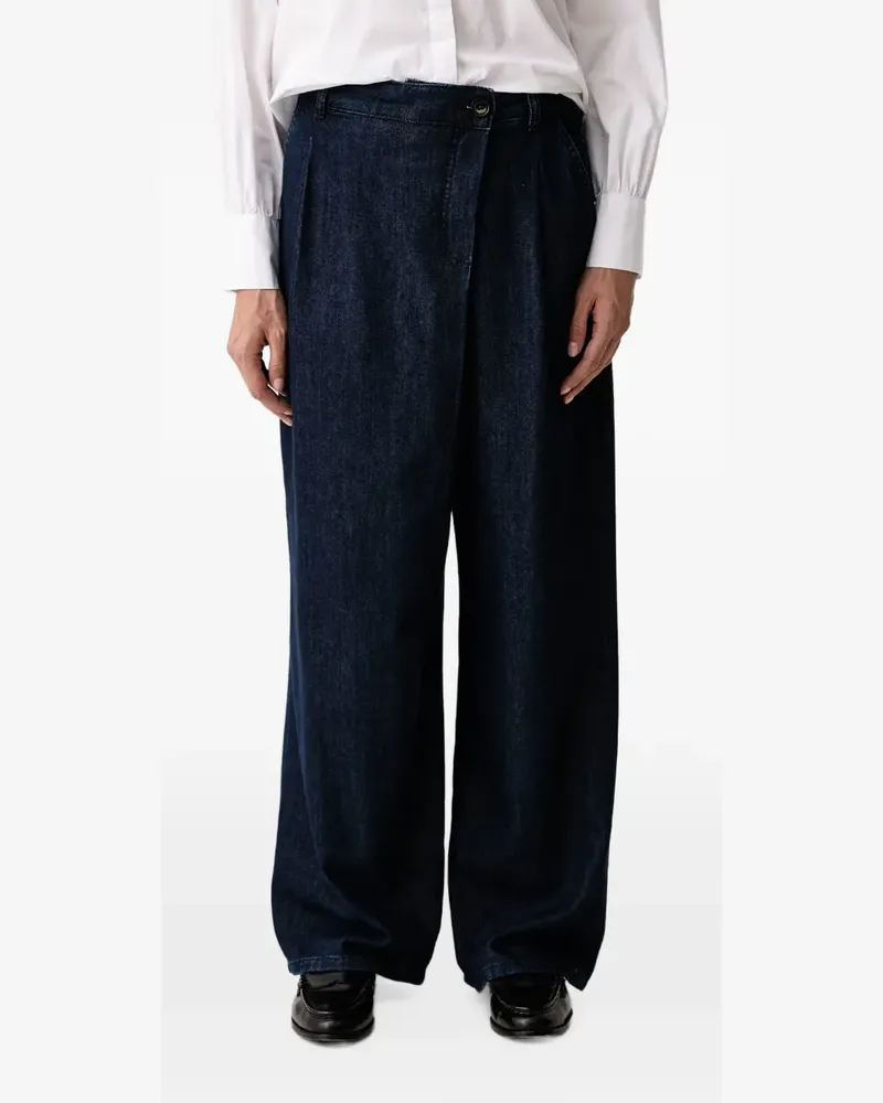 Mos Mosh wrap-style pleated jeans - Blau Blau