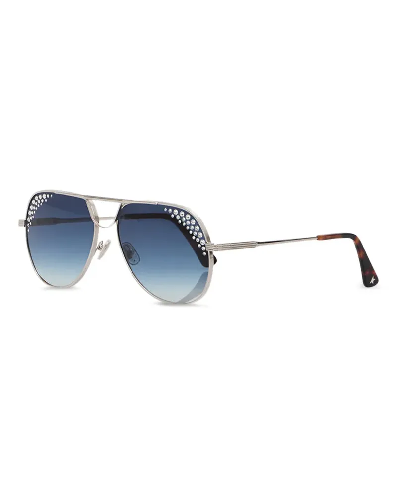 Golden Goose Carter crystal-embellished pilot-frame sunglasses - Silber Silber
