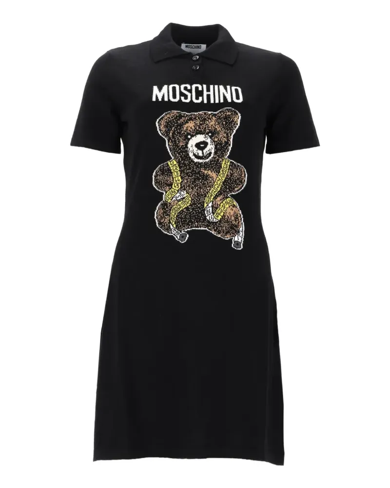 Moschino Strickkleid mit Logo - Schwarz Schwarz