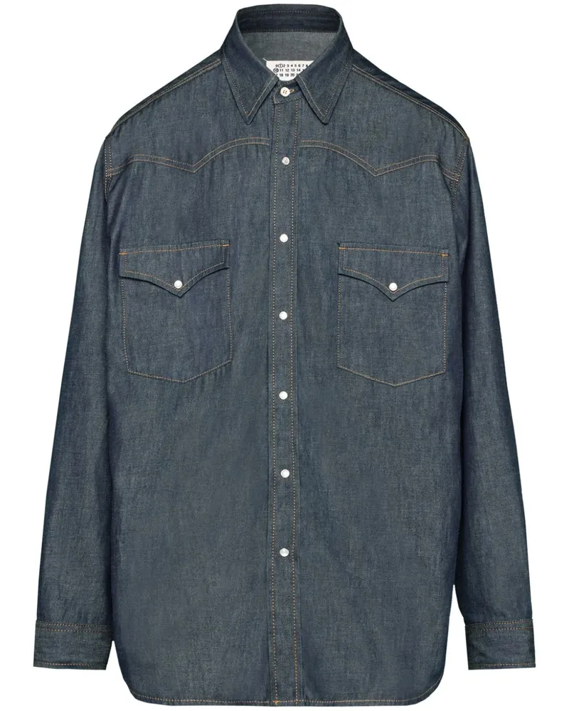 Maison Margiela Langärmeliges Jeanshemd Blau