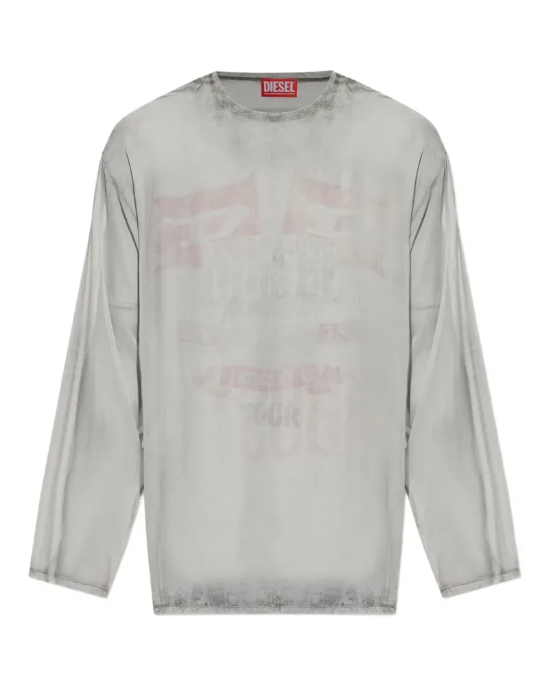 Diesel T-Doublex-LS T-Shirt - Grau Grau