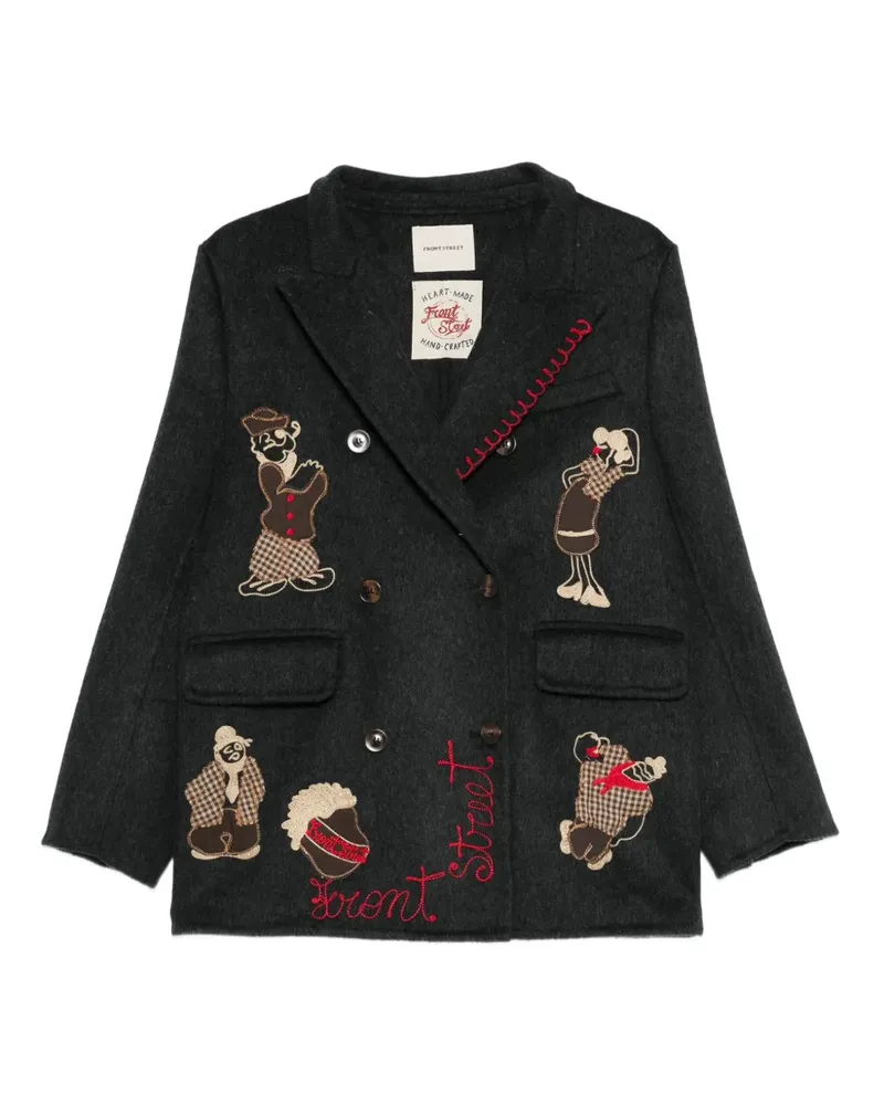 Front Street 8 Doppelreihige Jacke mit Applikation - Grau Grau