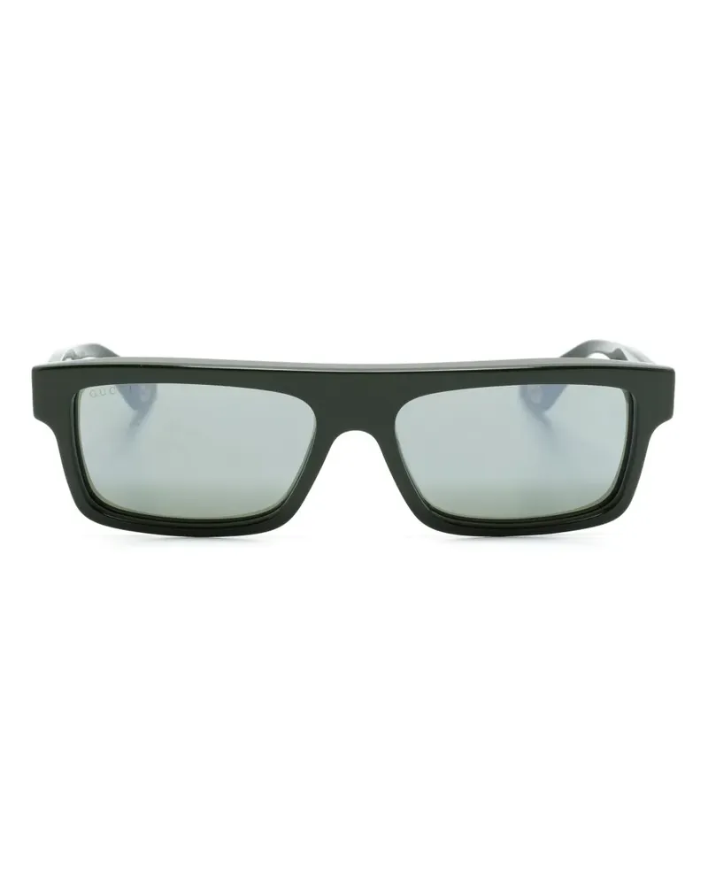 Gucci Eckige Sonnenbrille mit Logo-Prägung - Grün Grün
