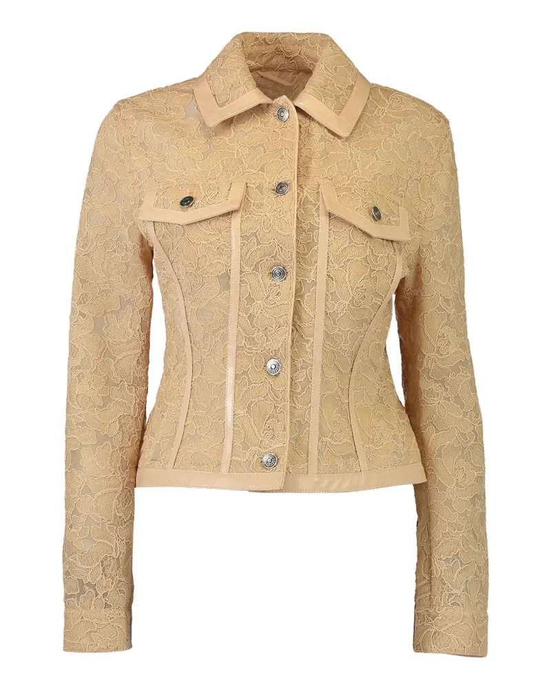 Ermanno Scervino lace leather-trim jacket - Nude Nude