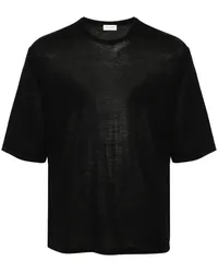 Saint Laurent Gestricktes T-Shirt mit geradem Saum Schwarz