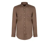 Button-down-Hemd mit Westernpasse - Braun