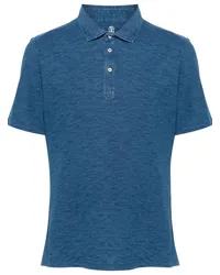 Brunello Cucinelli Meliertes Poloshirt Blau