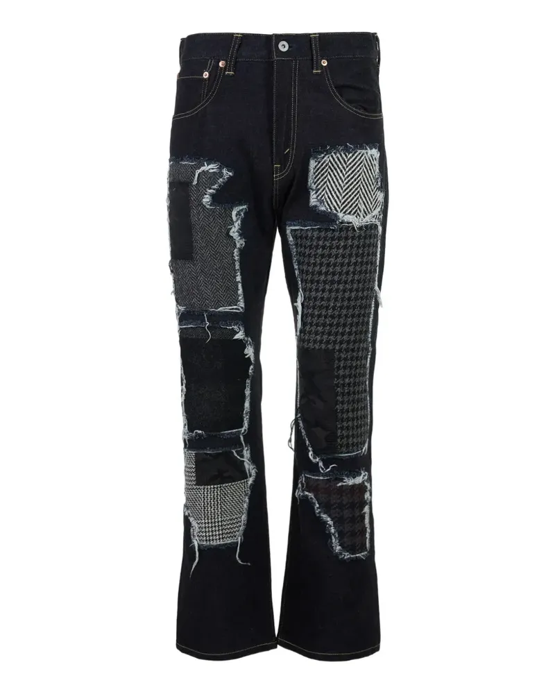 Junya Watanabe Patchwork-Jeans mit ausgefransten Kanten - Blau Blau