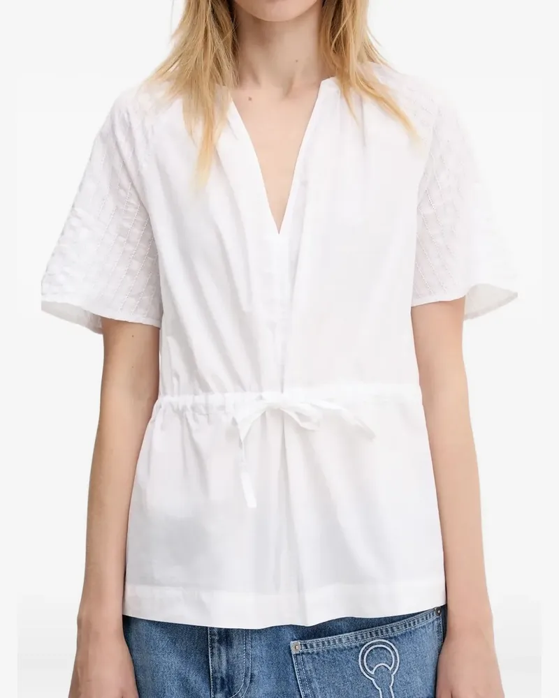 Samsøe & Samsøe Bestickte Satoma Bluse mit Kordelzug - Weiß Weiß