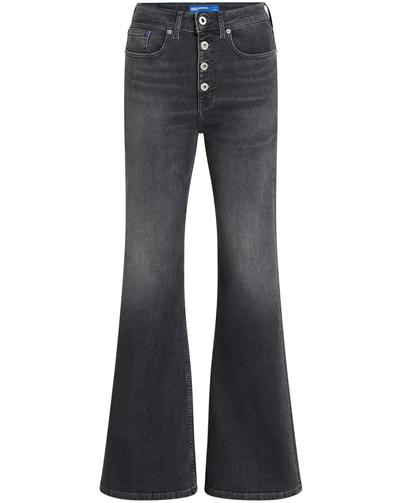 Karl Lagerfeld Schlagjeans mit hohem Bund - Grau Grau