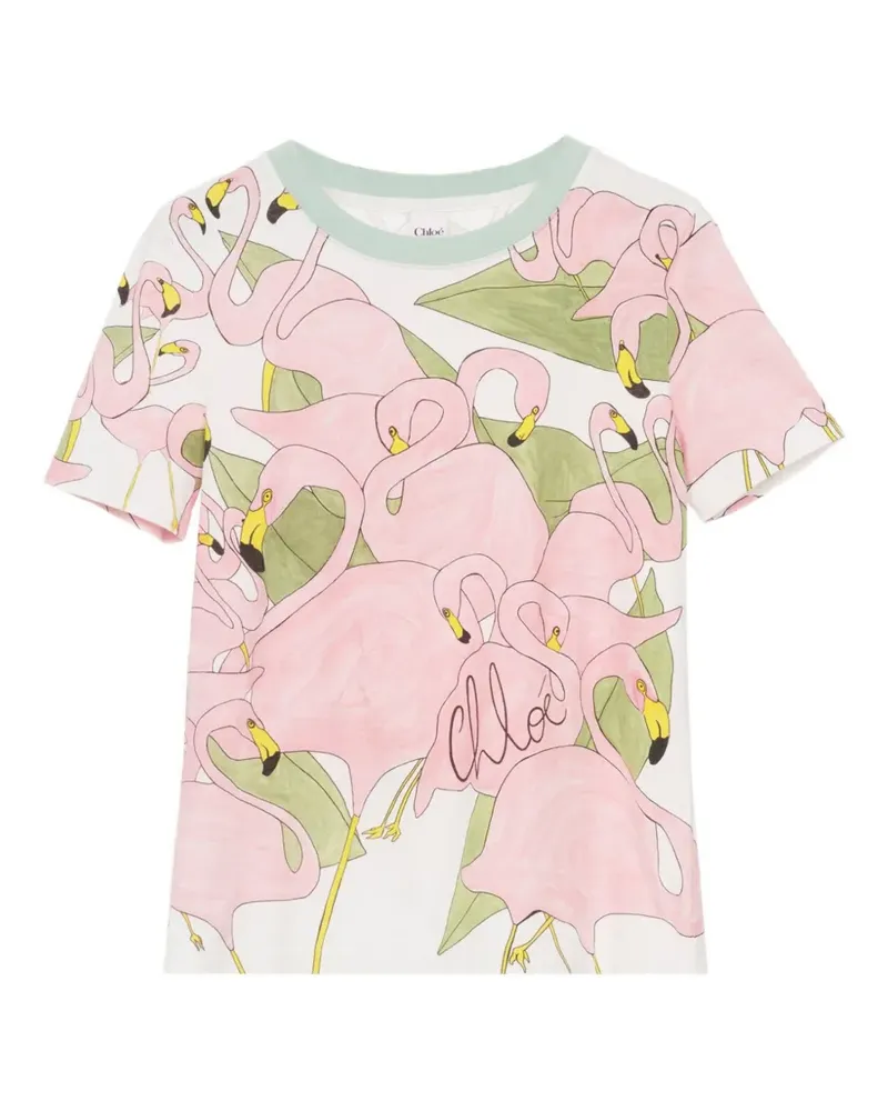 Chloé T-Shirt mit Flamingo-Print - Rosa Rosa