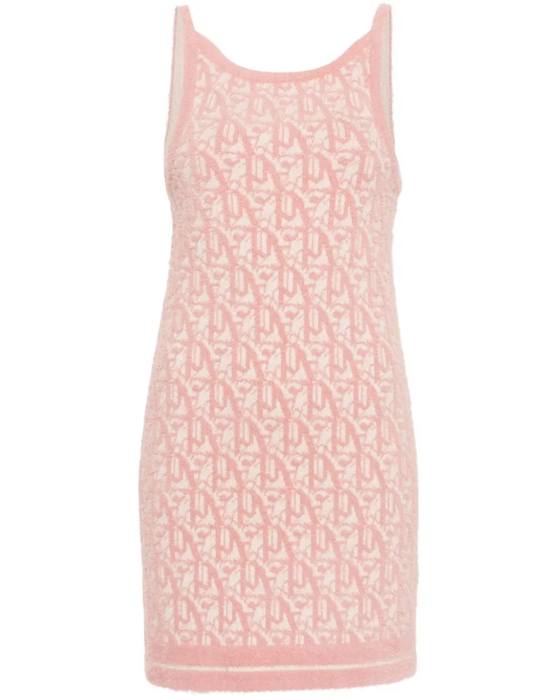 Palm Angels Gebürstetes Minikleid aus Monogramm-Jacquard - Rosa Rosa