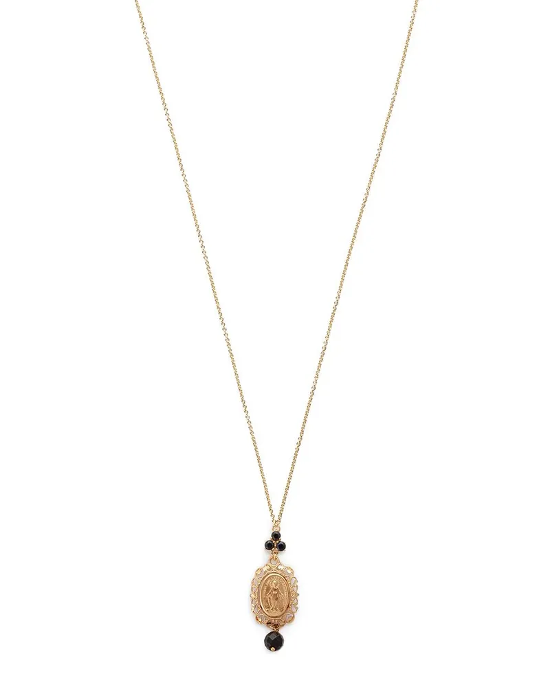Dolce & Gabbana 18kt Virgin Mary Gelbgoldhalskette mit Saphir und Jade Gold
