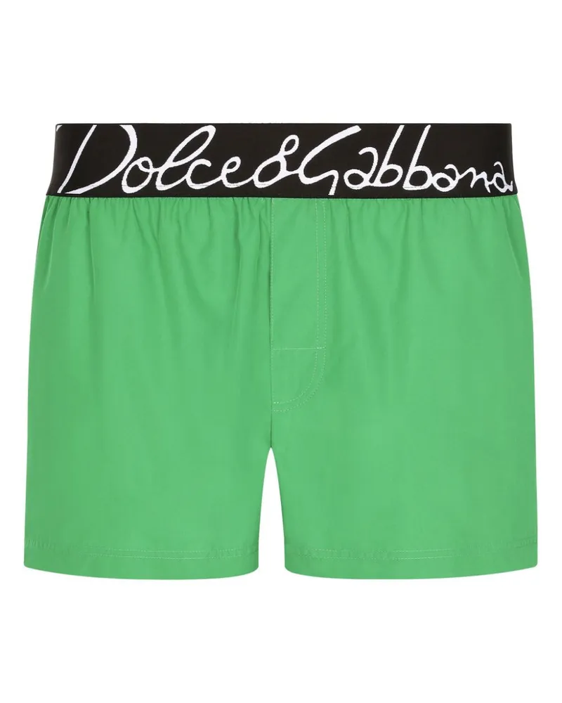 Dolce & Gabbana Badeshorts mit Logo-Bund - Grün Grün