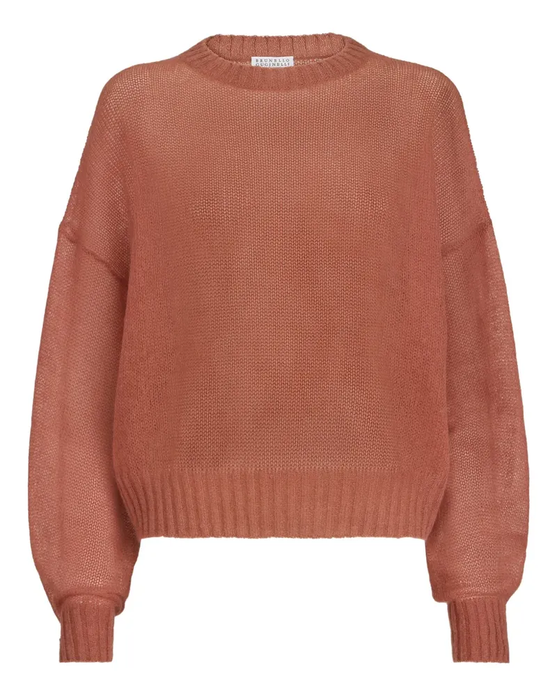 Brunello Cucinelli monili-detail crew-neck sweater - Orange Orange