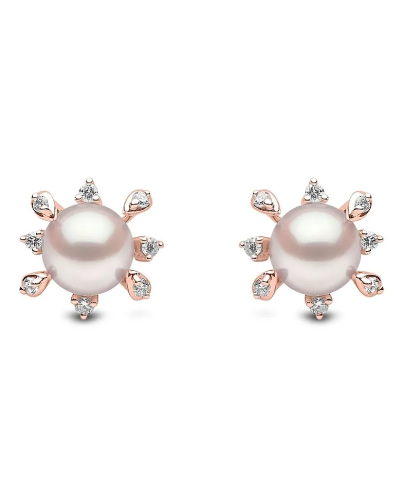 YOKO London 18kt Raindrop Rotgoldohrringe mit Akoya-Perlen und Diamanten - Rosa Rosa