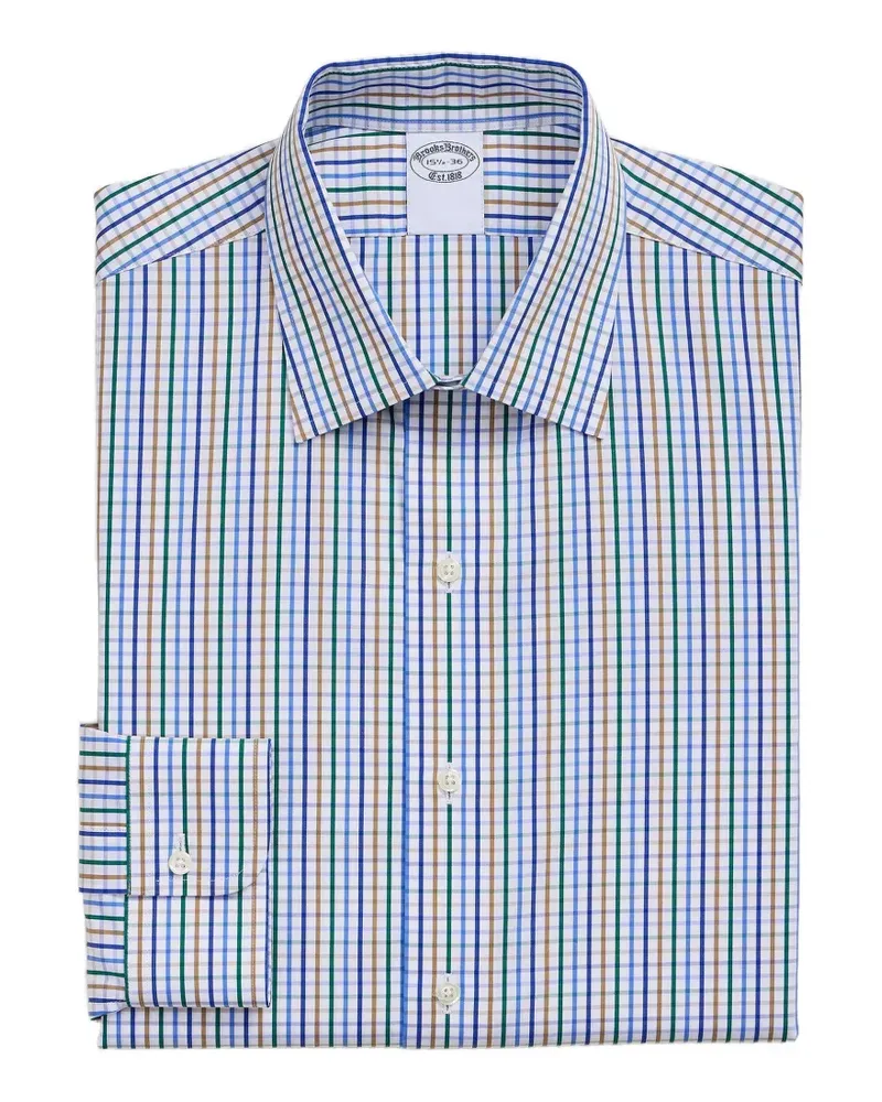 Brooks Brothers Kariertes Hemd mit Ainsley Kragen - Weiß Weiß