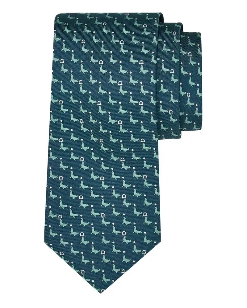 Ferragamo Krawatte mit Seal-Print - Grün Grün