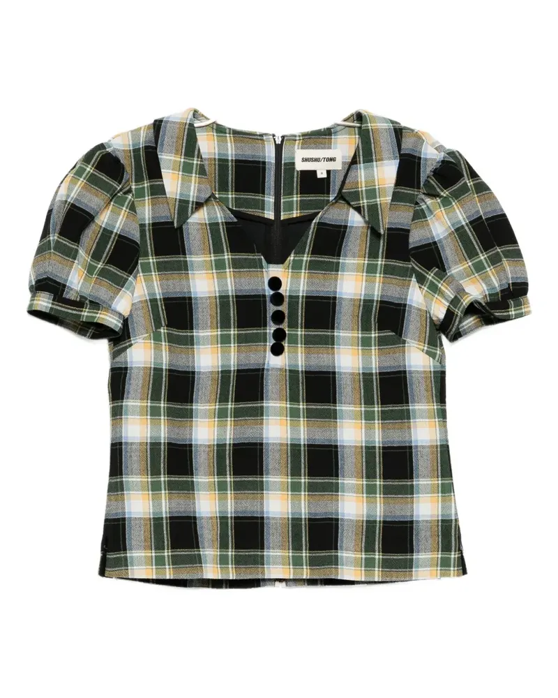 SHUSHU/TONG plaid blouse - Schwarz Schwarz