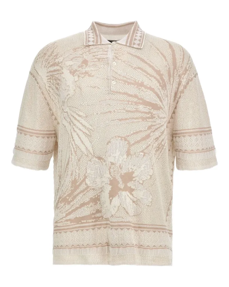 Roberto Cavalli Polo-Pullover mit Blumen - Nude Nude