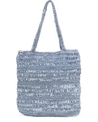 Nannacay Schultertasche aus Stroh Blau