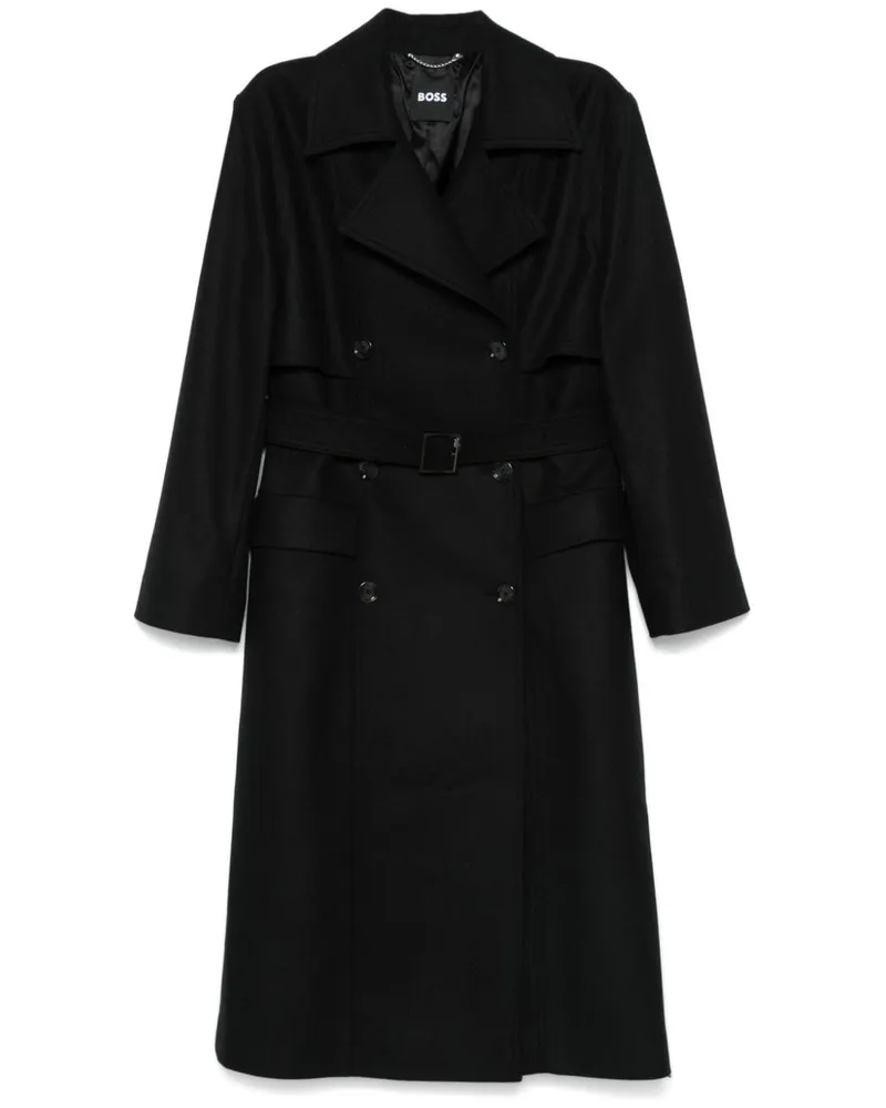 HUGO BOSS Trenchcoat aus Filz - Schwarz Schwarz