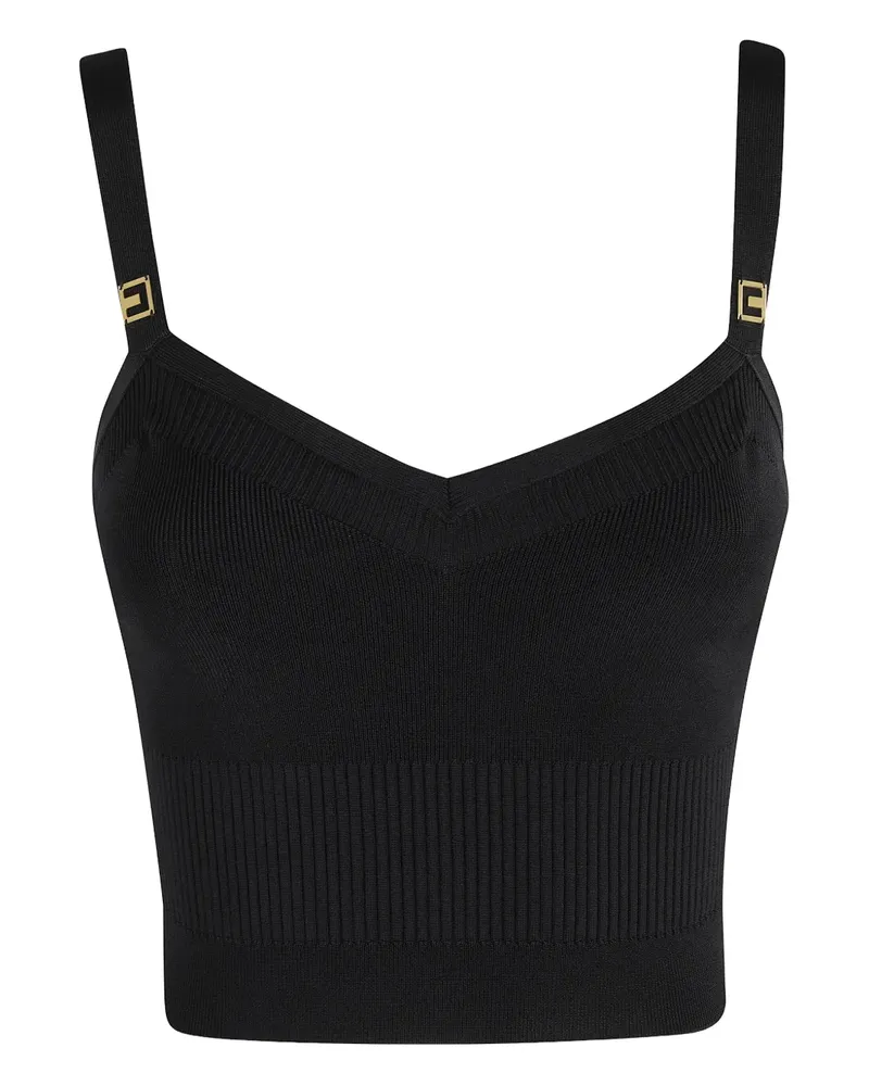 Elisabetta Franchi Geripptes Top mit V-Ausschnitt - Schwarz Schwarz