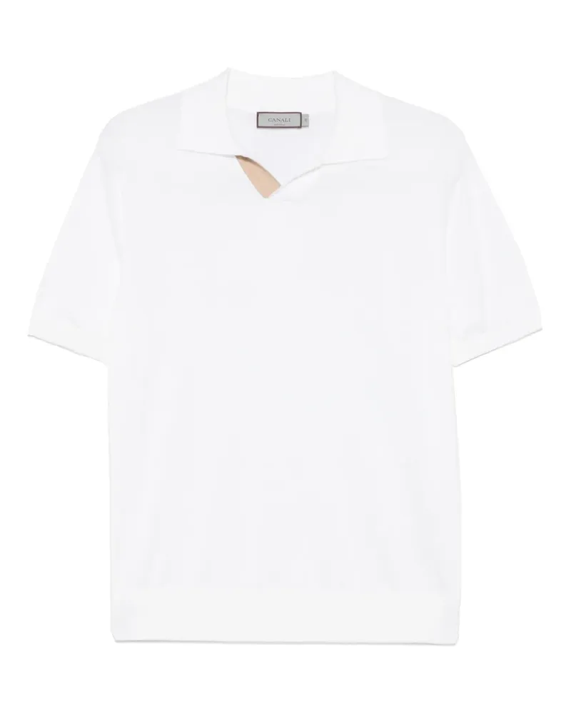Canali Poloshirt mit Wildleder-Detail - Weiß Weiß
