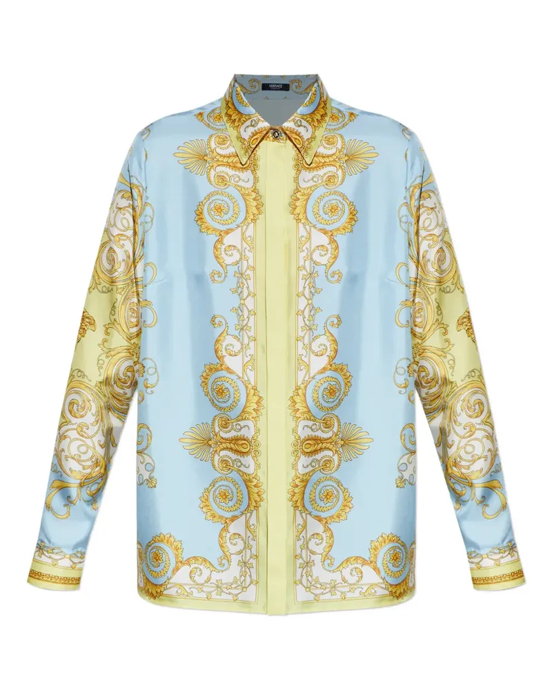 Versace Hemd mit Barock-Print - Blau Blau