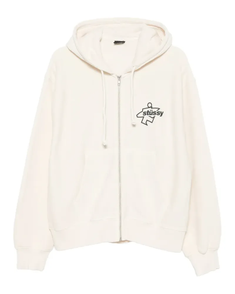 Stüssy logo-print zip-up hoodie - Nude Nude