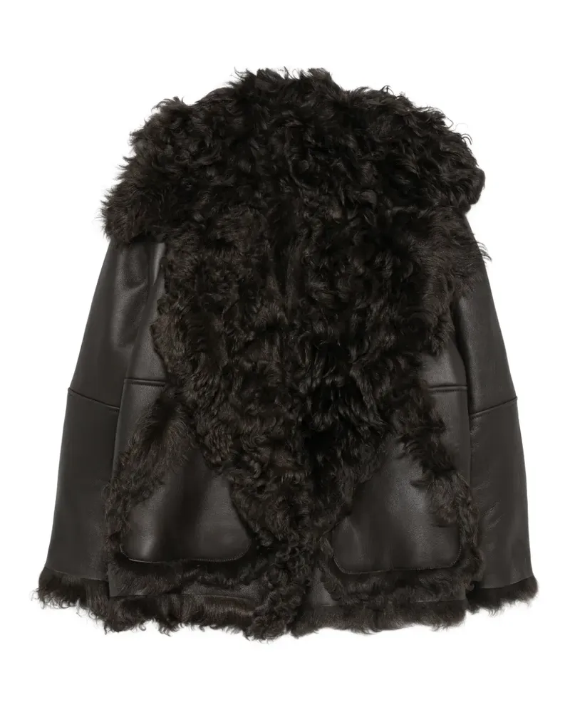 N° 21 Lederjacke mit Besatz aus Shearling - Braun Braun