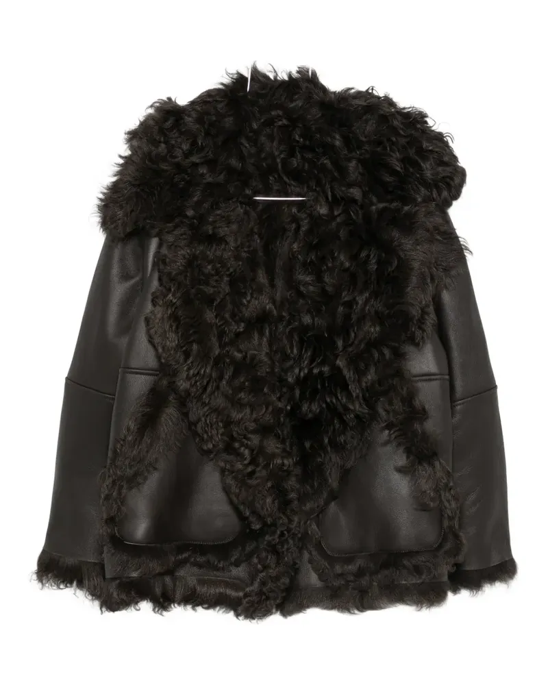 N° 21 Lederjacke mit Besatz aus Shearling - Braun Braun